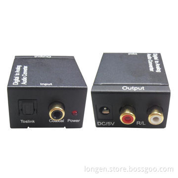 Digital to Analog Audio Converter, Converts Coaxial or Toslink Digital Audio Signals to Analog L/R